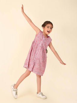 Fabindia - Pink Cotton Printed Dress