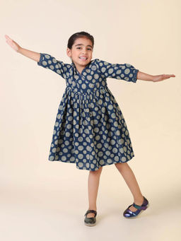 Fabindia - Indigo Cotton Dabu Printed Dress
