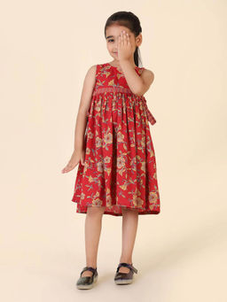 Fabindia - Red Cotton Hand Block Printed Dress