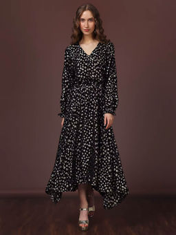 VERO MODA - Black Self Design Lurex Maxi Dress