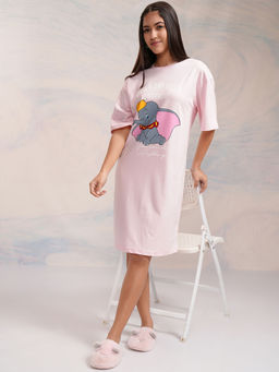 TOKYO TALKIES - Women Pink Dumbo Printed T-Shirt Dress
