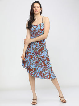 TOKYO TALKIES - Women Blue Printed Midi Dress