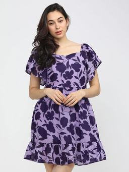 TOKYO TALKIES - Women Purple Printed Mini Dress