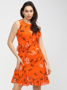 TOKYO TALKIES - Women Orange Printed Dress