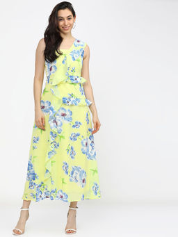 TOKYO TALKIES - Women Yellow Floral Wrap Dress