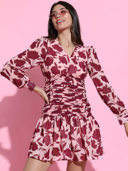 TOKYO TALKIES - Women Pretty Pink Floral Wrap Dress
