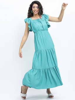 TOKYO TALKIES - Women Teal Blue Maxi Dress