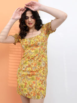 TOKYO TALKIES - Women Yellow Floral Short Dress