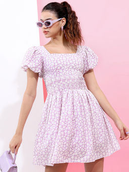 TOKYO TALKIES - Women Purple Floral Fit And Flare Dress