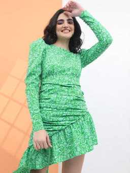 TOKYO TALKIES - Women Green Floral Printed Flared Dress