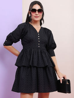 TOKYO TALKIES - Women Black Fit And Flared Dress