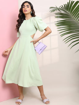 TOKYO TALKIES - Women Solid Fit And Flare Midi Dress