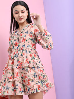 TOKYO TALKIES - Women Beige Floral Dress