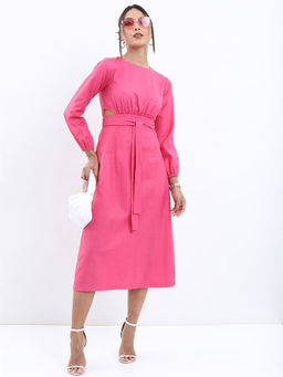 TOKYO TALKIES - Women Pink Solid Midi Dress