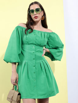 TOKYO TALKIES - Women Green Fit And Flared Dress