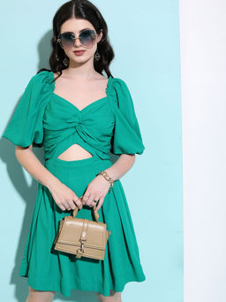 TOKYO TALKIES - Women Green Fit And Flare Dress