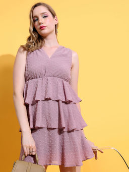 TOKYO TALKIES - Women Purple Self Design Empire Dress