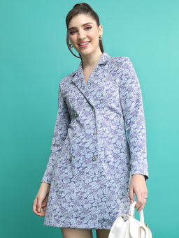 TOKYO TALKIES - Women Grey Floral Printed Shirt Collar Dress