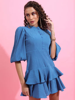 TOKYO TALKIES - Women Shirt Tiered Dress With Founance Sleeve