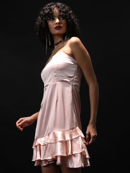 TOKYO TALKIES - Women Shoulder Straps Satin Frill Detail Fit And Flare Dress