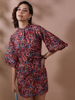 TOKYO TALKIES - Women Multi-Color Belted Shirt Dress