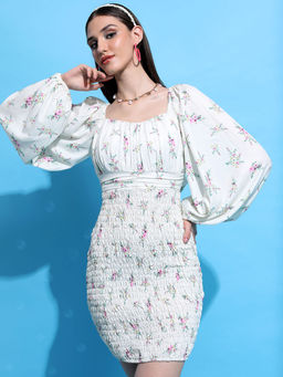 TOKYO TALKIES - Women Off White Back Tie Up Dress