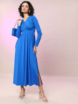TOKYO TALKIES - Women Blue Solid Split Dress
