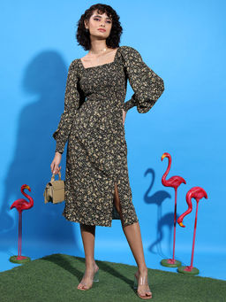 TOKYO TALKIES - Women Black Fit And Flare Midi Dress