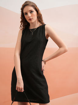 TOKYO TALKIES - Women Black Mini Sleeveless Crochet Dress