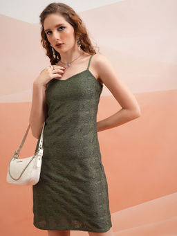 TOKYO TALKIES - Women Olive Crochet Dress