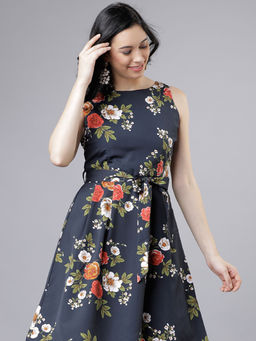 TOKYO TALKIES - Women Floral Print Fit And Flare Dress With Belt
