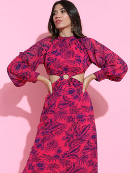 TOKYO TALKIES - Women Pink Print Blouson Dress