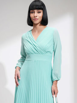 TOKYO TALKIES - Women Accordion Pleated A-Line Midi Dress