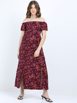 TOKYO TALKIES - Women Floral Printed Off-Shoulder Maxi Dress