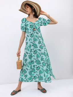 TOKYO TALKIES - Women Floral Printed Cut-Outs Dress