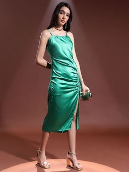 TOKYO TALKIES - Women Green Shoulder Straps A-Line Dress