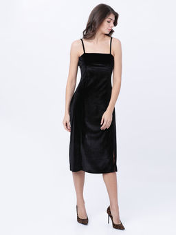 TOKYO TALKIES - Women Black Solid Midi Dress