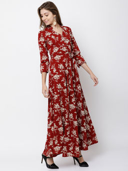 TOKYO TALKIES - Women Floral Print Dress with Belt