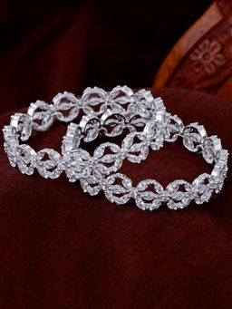 Estele - Elegant Rhodium Plated Bangle with White CZ for Women