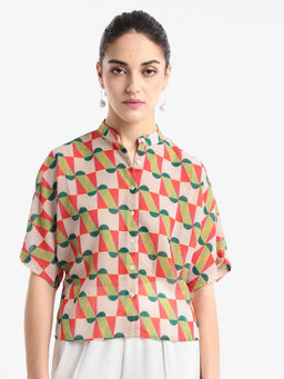 RAREISM - Womens Relaxed Fit Geometric Print Shirt