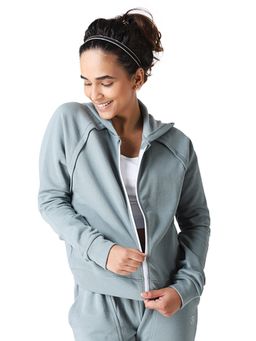 Kica - Relaxed Fit Hoodie with Zip Up Front made with Soft Cotton Polyster Fabric- Blue