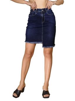 Global Republic - Women Blue Solid Cotton Mid Rise Skirt