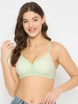 Clovia - Polyamide Printed Padded Full Cup Wire Free T-Shirt Bra - Green