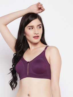 Clovia - Cotton Solid Non-Padded Full Cup Wire Free Full Figure Bra - Purple