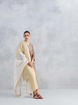 Fabindia - White Natural Cotton Silk Blend Maheshwari Dupatta