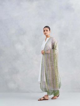 Fabindia - Green Cotton Silk Hand Block Printed Dupatta