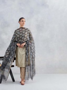 Fabindia - Brown Silk Dabu Printed Dupatta