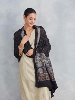 Fabindia - Black Modal Ajrakh Printed Dupatta