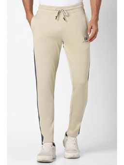 Peter England - Men Cream Solid Print Casual Track Pant