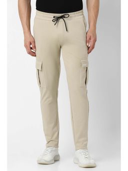Van Heusen - Men Beige Solid Slim Fit Casual Track Pant